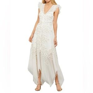 BCBGMAXAZRIA White Embroidered Tulle Dress (NWT)